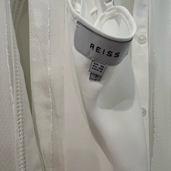 REISS - white Harriett Lace Inset Long Sleeve Dress - US 6 / UK10 - Picture 9 of 10